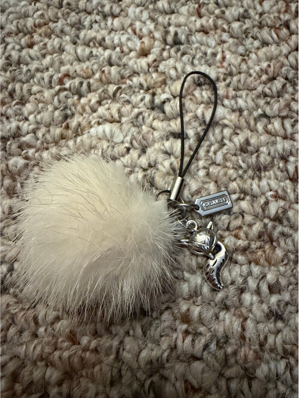 Coach vintage mink fur poof phone keychain